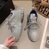 Women's Mesh Breathable Sports Shoes Spring New Thick Soled Lace Up Casual Shoes Fashionable and Lightweight Sports Shoes