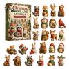 Novelty Holiday Desk Accessories Woodland Animal Advent Calendar, 24-Day Christmas Countdown Set with Forest Room Decorations Critter Ornaments,