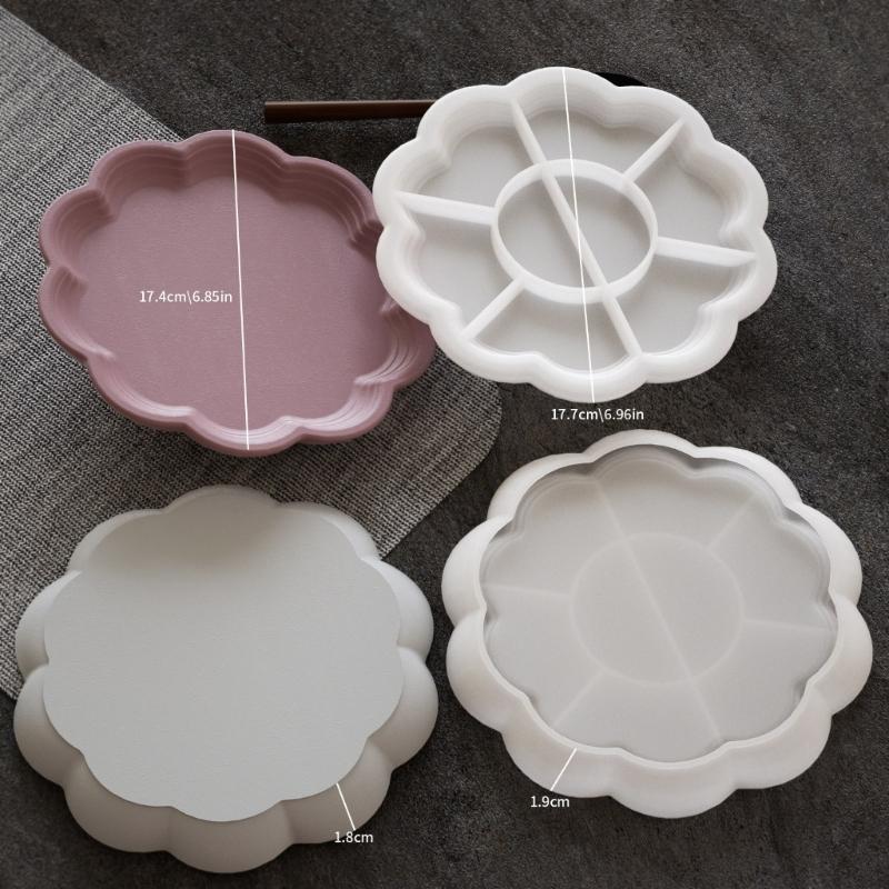 Decorative Round Silicone Tray Mold Portable Silicone Crafting Mold For Designing Elegant Round Home Trays with Lace