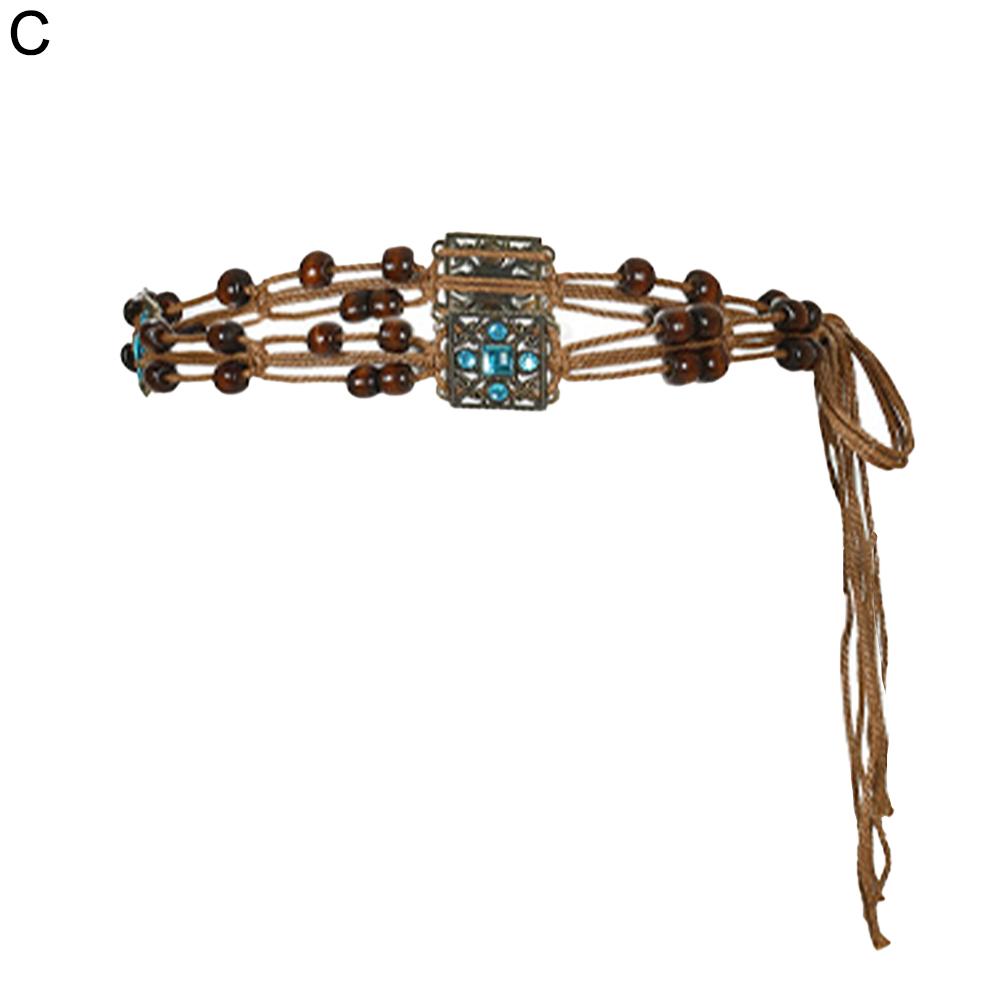 Vintage Boho Braid Belt for Women Girls Bohemian Woven Waist Belts Waistband Wax Rope Jeans Skirt Dress Decorative Tassel Belts