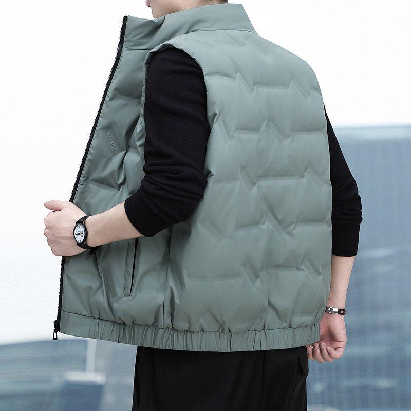 Men's 80% Down Vest - Autumn/Winter 2025, Loose Fit, Stand Collar, Sleeveless Casual Jacket