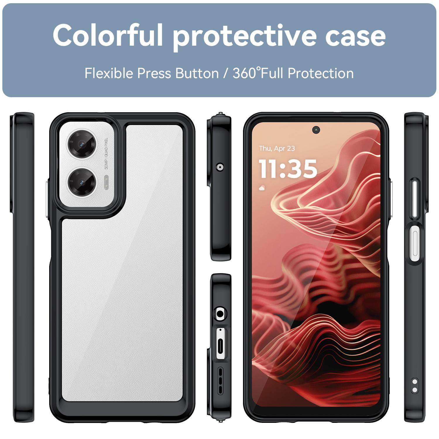 

For Motorola Moto G35 5G Case TPU +Acrylic Protective Clear Phone Cover Transparent Grey