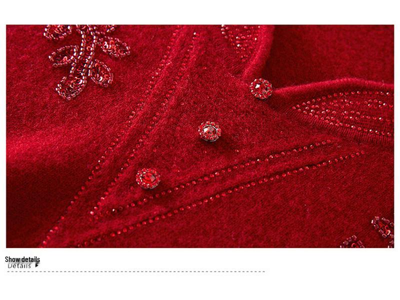 100% Pure Wool Knitted Sweater for Women with Cheongsam Collar - Autumn/Winter Style