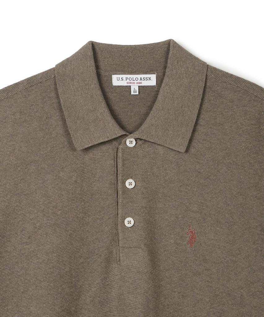 USPOLOASSN Short Sleeve Collared Knit_Melange Beige