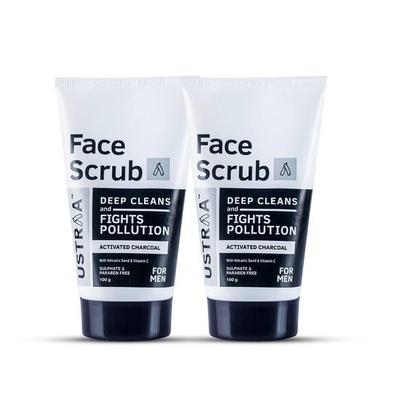 Gesichtspeeling für Männer – 2 x 100 g – mit Aktivkohle, tahitischem Vulkansand und Walnussgranulat – ideal zum Peelen der Haut und zur Gesichtsentgiftung