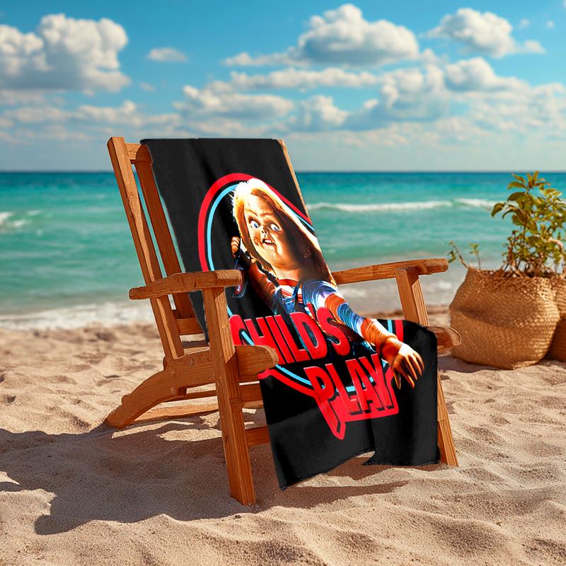 1pc Chucky3 Beach Towel, Comfortable and Thick, and Swimming/Bath/Picnic/Camping Towel, Suitable for Seaside Beaches