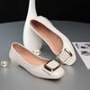 Fashion Women's Summer Flat Sandals 2025 Square Head Shallow Single Shoes Soft Pu Leather Casual Comfortable All-match Low-Heel Grace