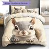 Cute Squirrel Pattern Bedding Home Decoration Birthday Gift (1 * Duvet Cover + 2 * Pillowcase, Without Core)
