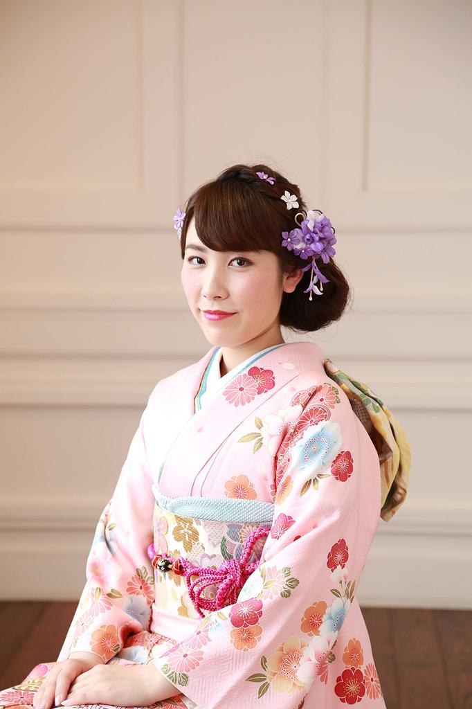 Kamakura Kogei Purple Orchid Petal Hair Ornament with Dangling Clip and Set Women's U-Pin