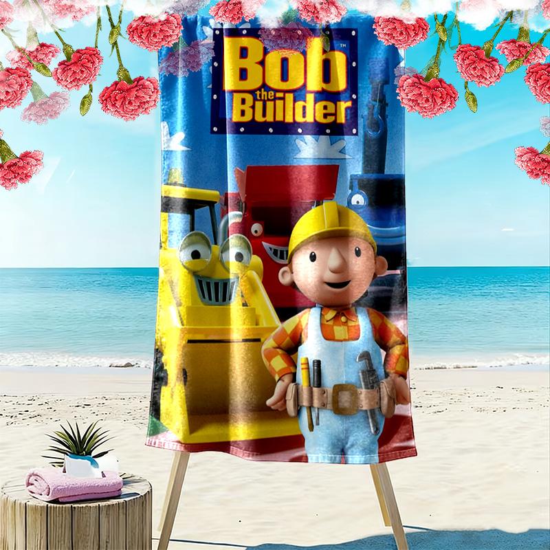 Bob der Baumeister Anime Druck Strandtuch, Großes Weiches Schnelltrocknendes Handtuch für Strand Camping Schwimmen
