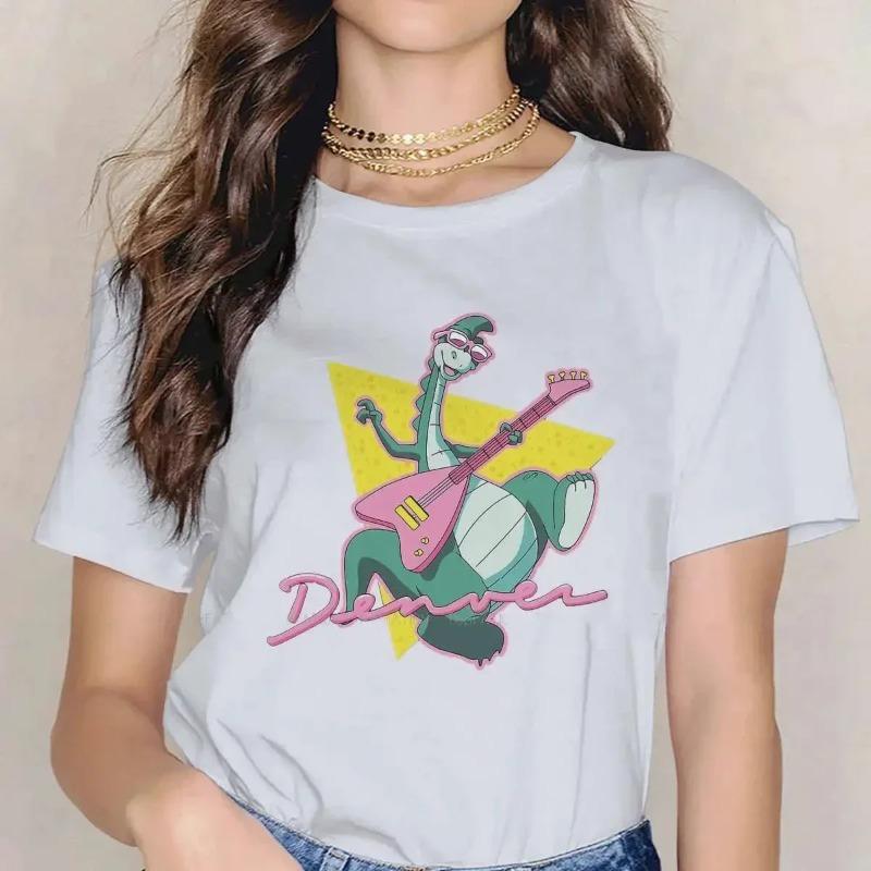 Less Round Collar TShirt Denver The Last Dinosaur Jeremy Cartoons Fabric Classic T Shirt Woman Clothes Oversized Big T-Shirts Women’s