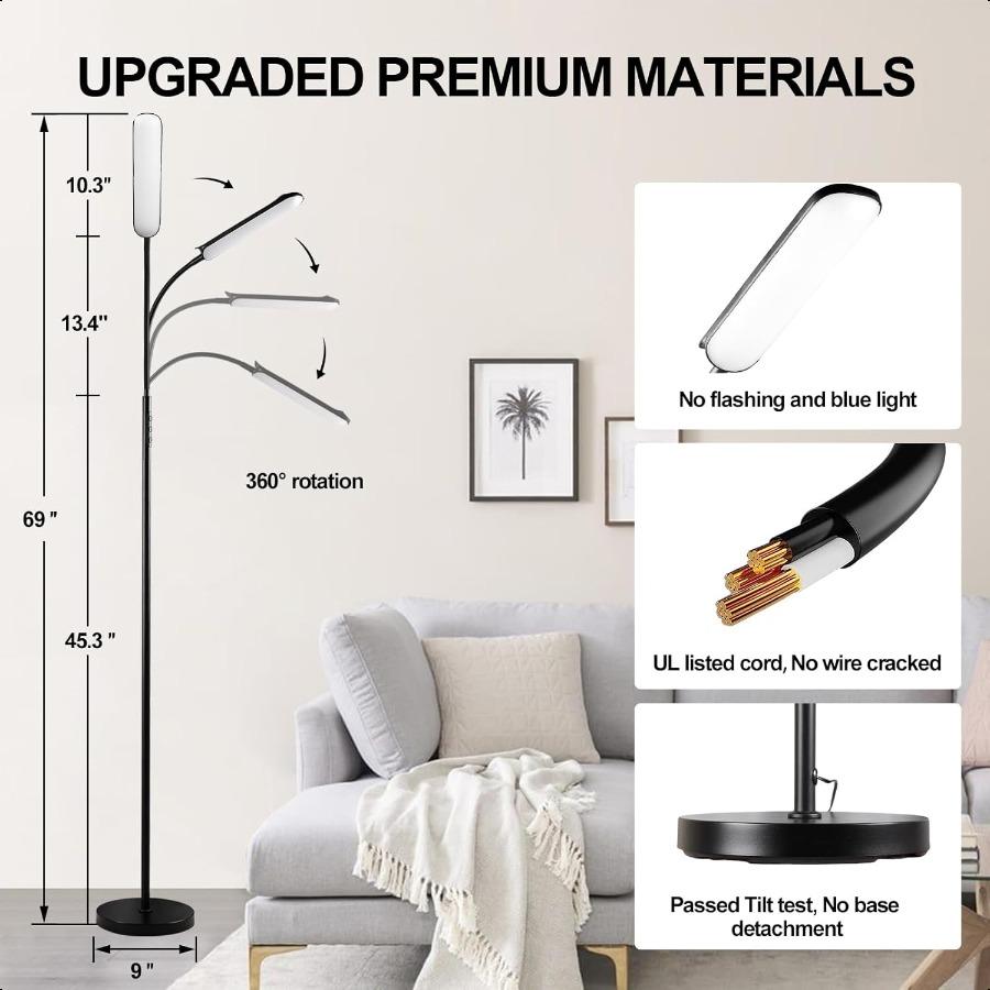 Floor Lamp 18W 1800LM er Bright LED Floor Lamp with Remote Works with Smart Plug Dimmable Timing Eye Caring Reading Lamps Floor