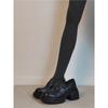 Platform Muffin One-pedal Loafers Women's Retro British Black Versatile Small Leather Shoes Single Shoes Thick Heel Loafers