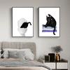 Funny Modern Cute Black Cat In Bath Artwork Posters Decoration Canvas Paintings And Prints For Washroom Toilet Living Room Decor