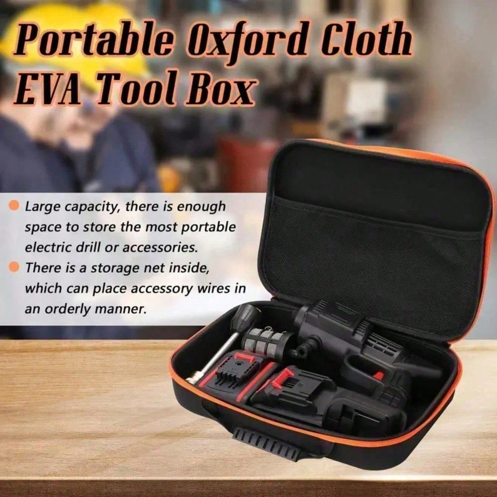 1pc Large Capacity Waterproof Tool Bag For Electricians And DIY Enthusiasts - Shockproof Oxford Cloth Carry Case For Electric Drills And Hardware