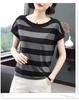 Striped loose short-sleeved t-shirt women's summer new large-size women's clothing 55.5kg mother's fat sister t-shirt women