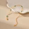 Women Gold Plated Green Glass Diamond Hollow Chain Handmade Bracelet