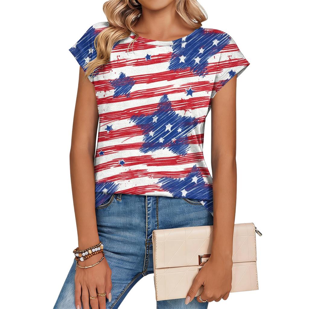 Women's Loose-Fit Fashionable Casual Retro Print T-Shirt