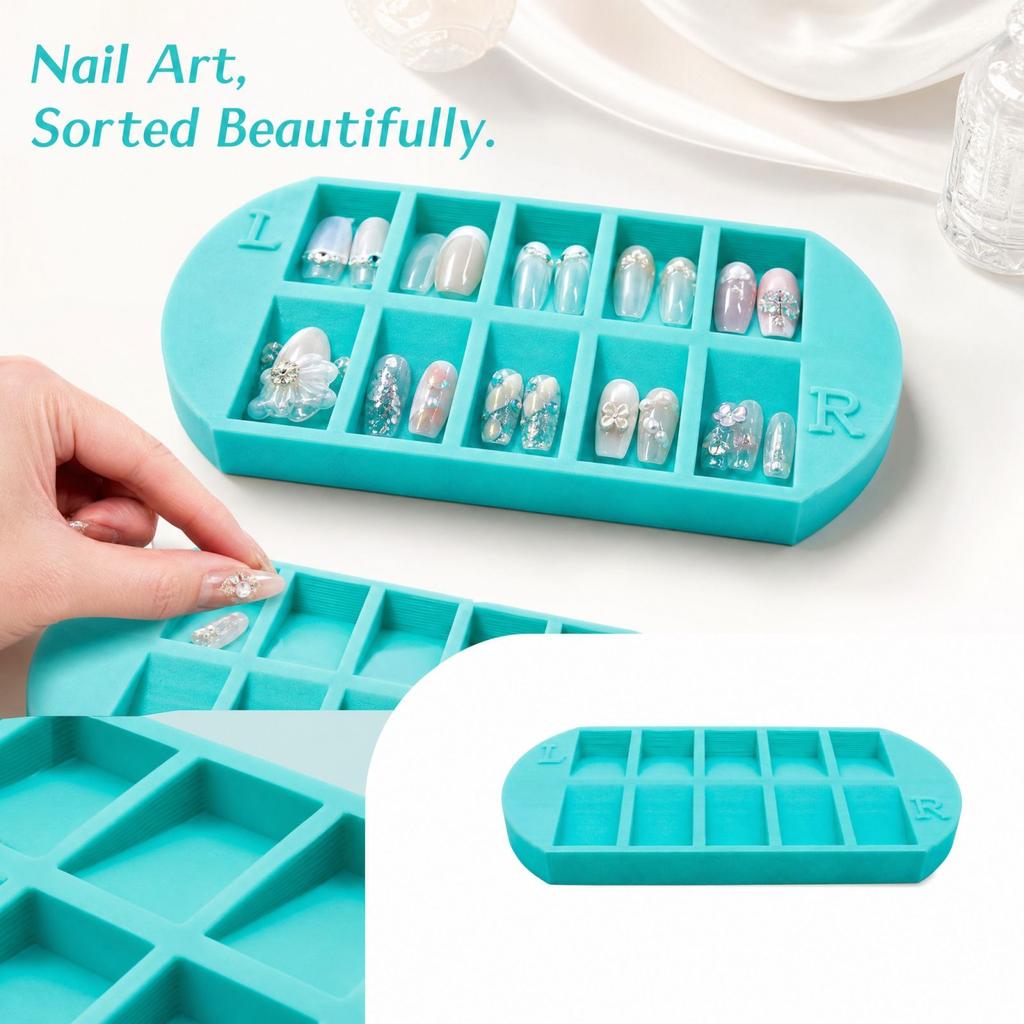 Press Nail Tray with Multiple Compartments for Sorting and Manicure Storage