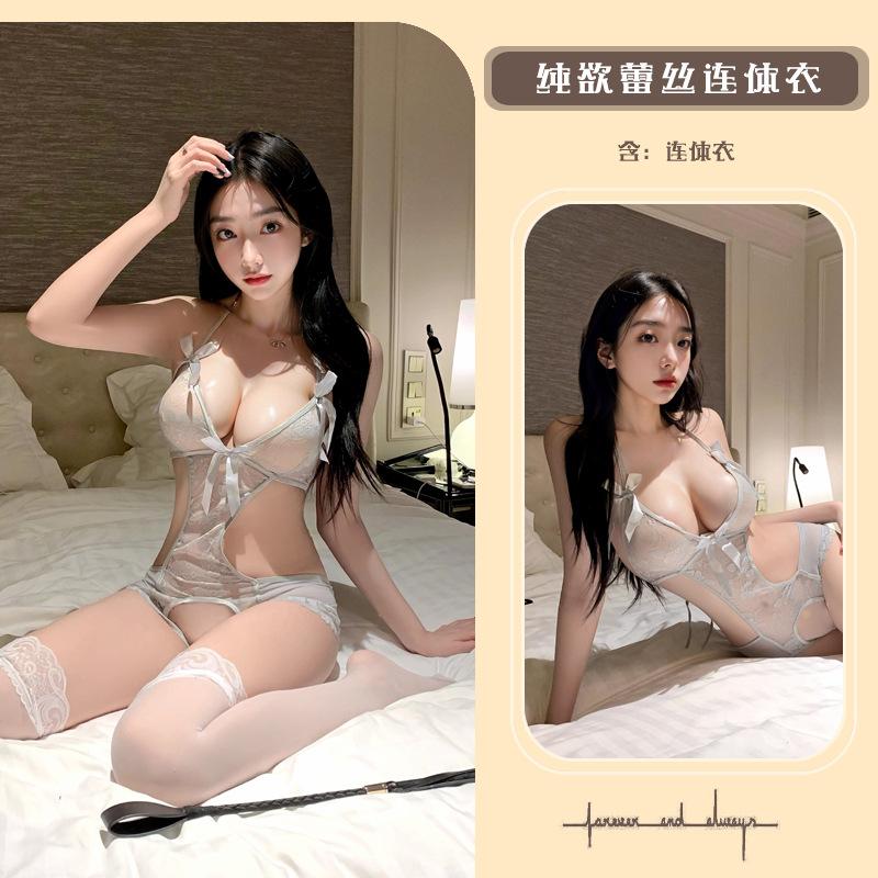 Sexy lingerie season-end sexy lace bow skinny babes strap-on onesie pure lust temptation
