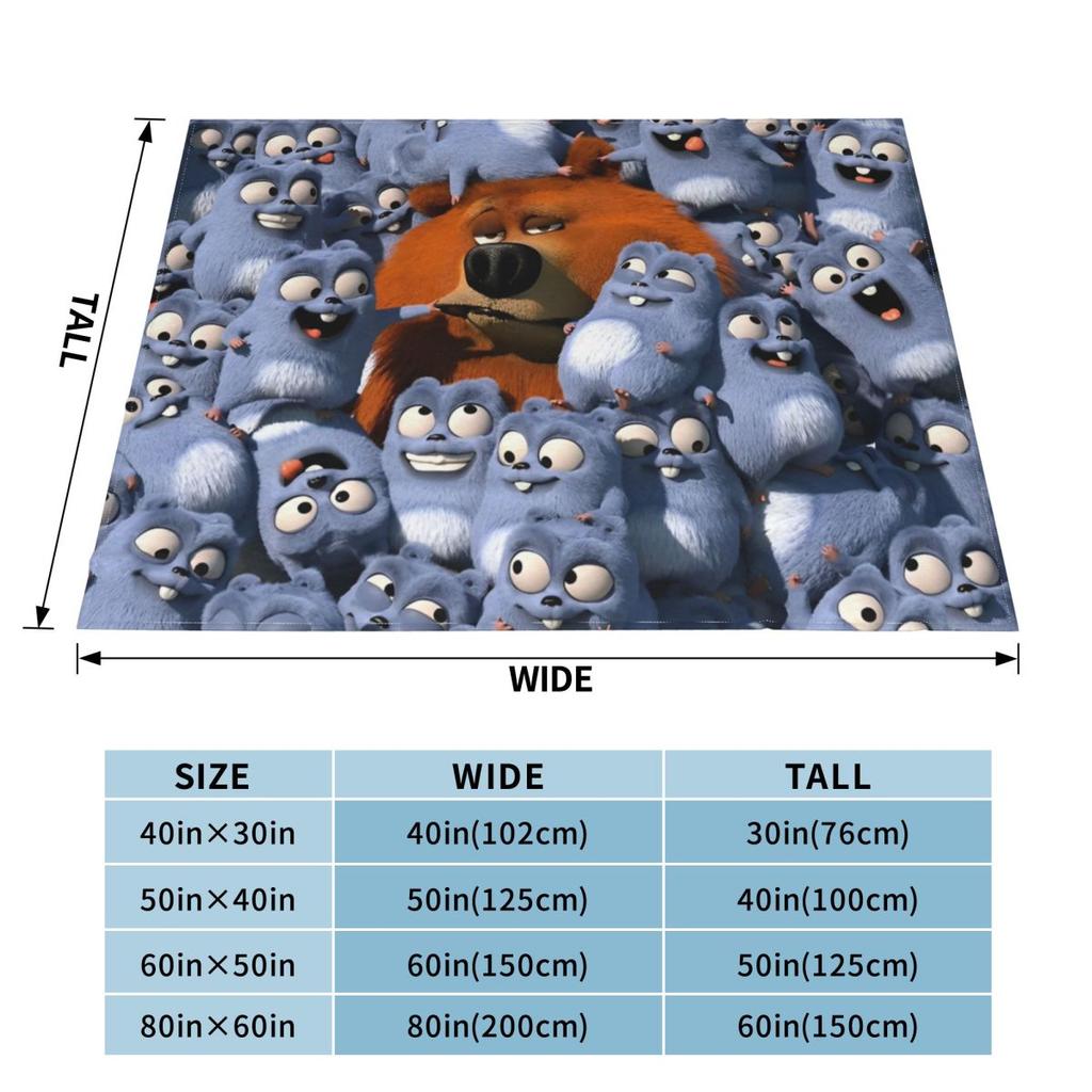 Grizzy Beer Cartoon Blanket Cover Flannel Throw Blanket Home Couch Decoration Soft Warm Bedspreads