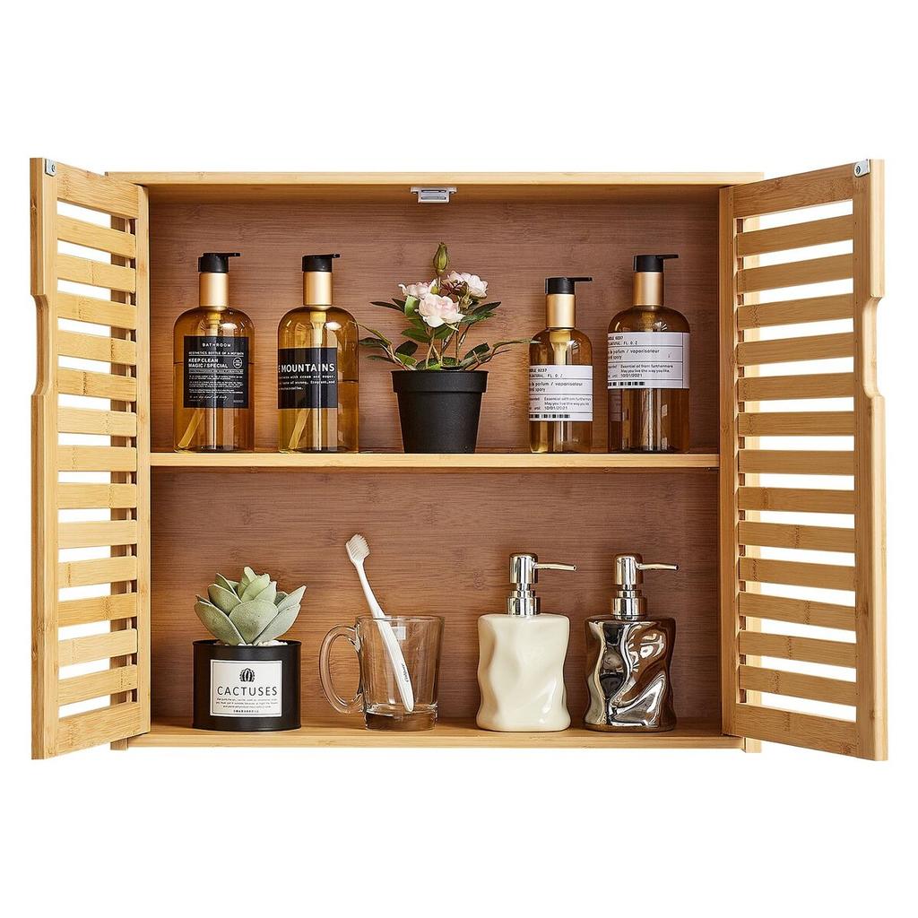 Bathroom Wall Cabinet, 2 Doors and Adjustable Shelf with 3 Height Levels, Over the Toilet Storage Medicine Cabinet Wall Mounted, Hanging Organizer