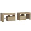 VidaXL 2x Bedside Tables and LED Lights Nightstands Bedside Cabinets Bed Cabinets Bedroom Furniture Sonoma Oak 3152772