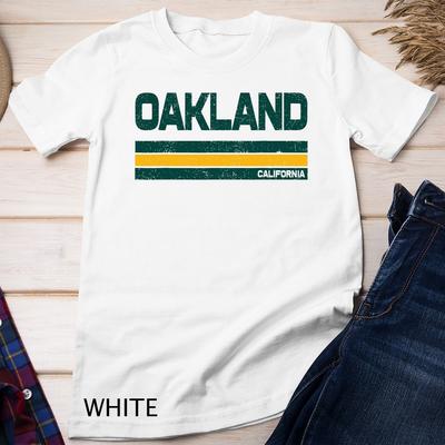 Maglietta Unisex a Strisce Retro Oakland Baseball Vintage