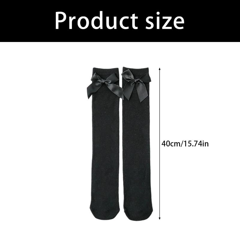 Breathable Stockings Cotton Heelless Socks With Bowknot Detail Comfort For Kids Party Occasion And Daily Use