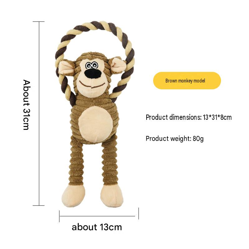 Blue Bear Monkey Pet Toy, Durable Chew Toy with Squeaker, Cotton Rope for Interactive Play, Tough Plush Dog Toy