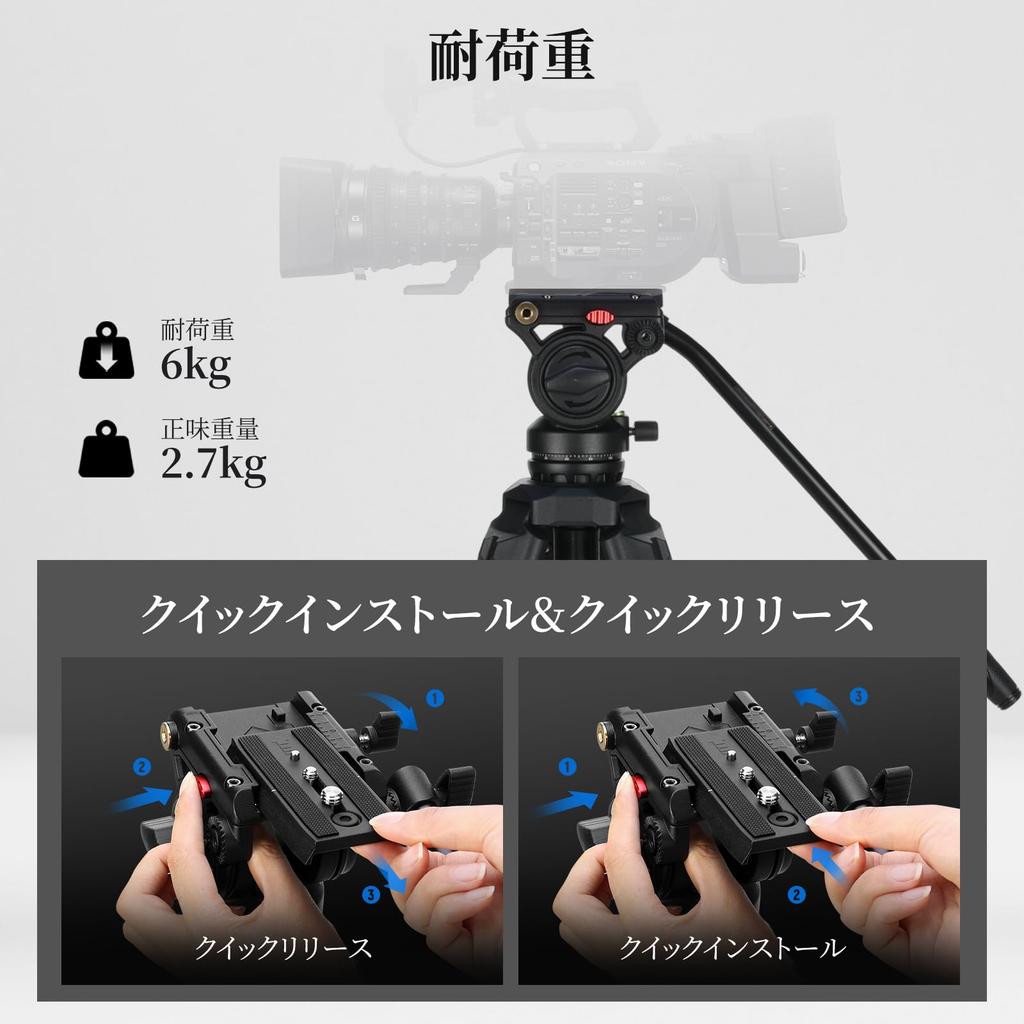 NEEWER Video Tripod Camera Tripod with Fluid Aluminum Portable Camera Tripod Stand for DSLR Compatible with Manfrotto QR Maximum Load TP73 Head,