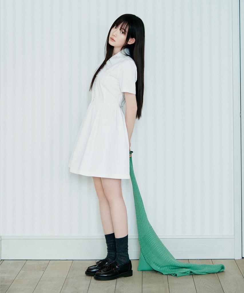Covernat Woman Collared Half-Sleeve Dress Ivory