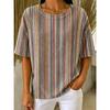 Women's T-shirt Tops Graphic Geometric Striped Stylish Classic Short Sleeve Crew Neck Round Tops Casual Summer Spring