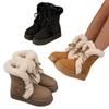 New Women's Snow Boots with Fleece, Warm Cotton Shoes, Toe Coverings, Semi-drag Fleece Shoes