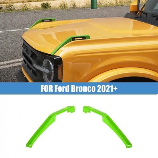 2x Engine Hood Hinge Expansion Rack Cover Trim for Ford Bronco + Green Parts