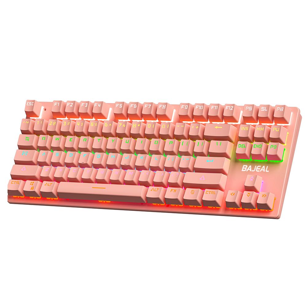 

BAJEAL 87 клавиш Проводная механическая клавиатура Механическая клавиатура смешанного освещения с механическим синим цветом