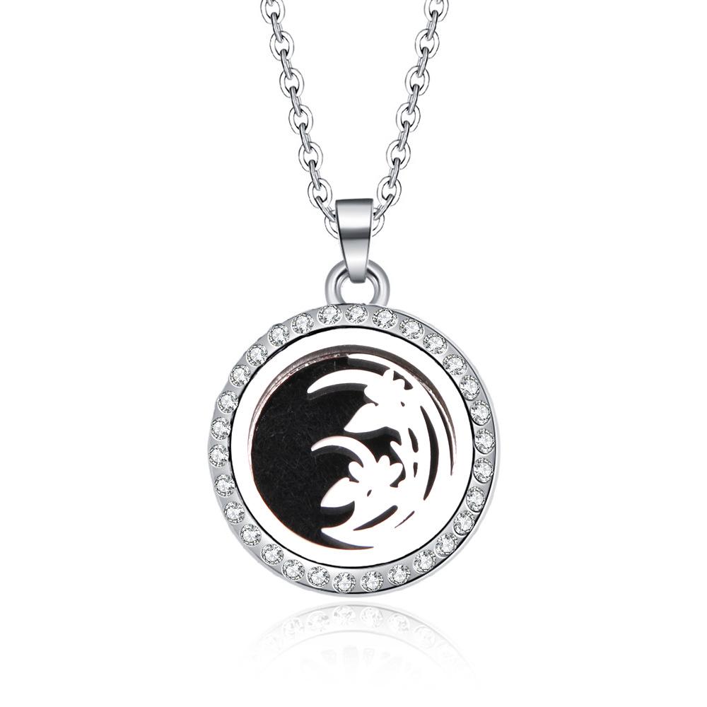 In-Stock Aromatherapy Hollow Diamond Pendant Necklace