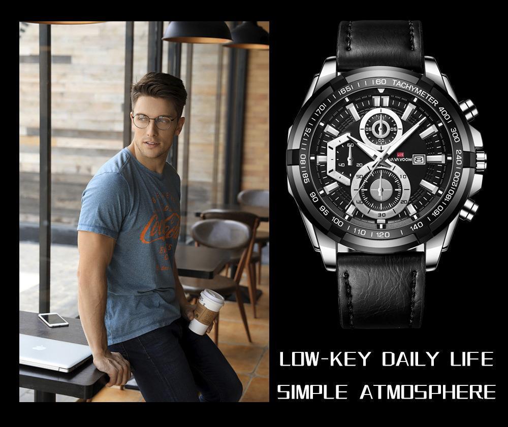 Men's Luxury Leather Strap Supercar Racing Waterproof Sports Watch
