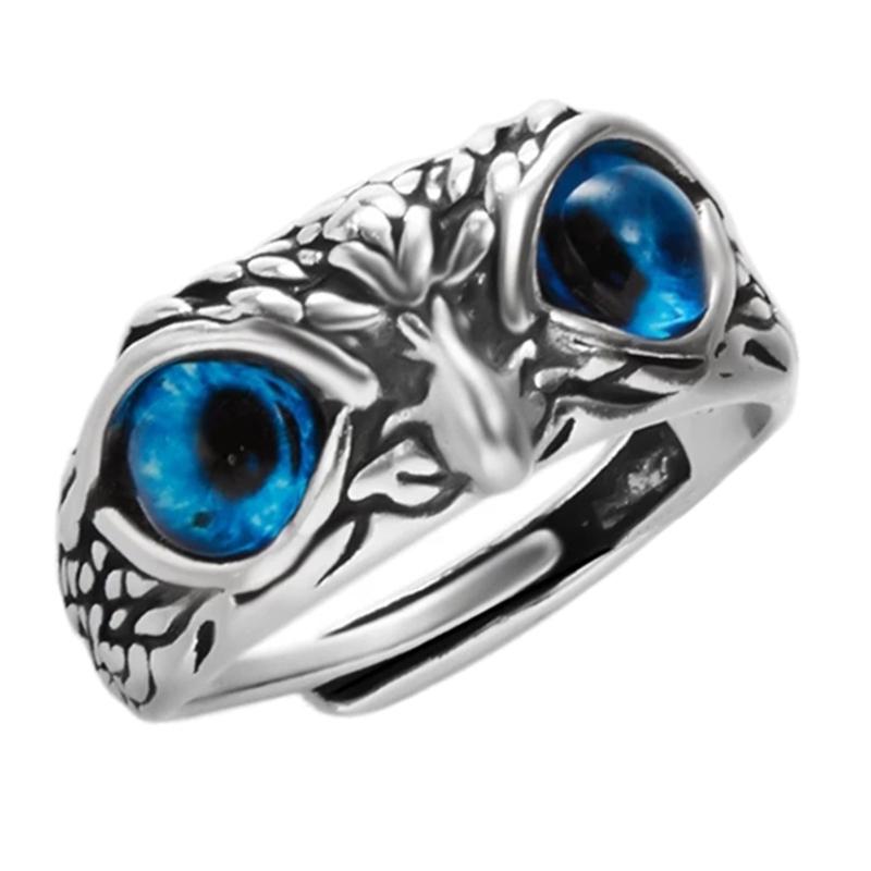 Charm Vintage Leuke Eenvoudige Uil Oog Ring Zilverkleur Verloving Trouwringen Sieraden Cadeaus voor Mannen en Vrouwen