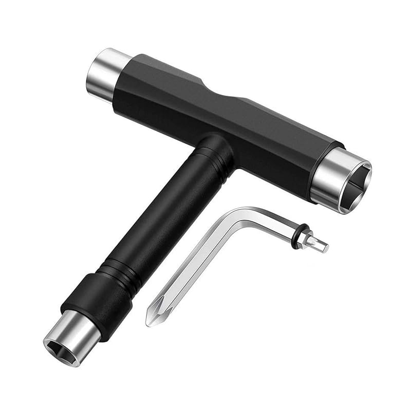 

Інструмент для скейтборду Vitalux, Компактний, Універсальний, Портативний, Багатофункціональний інструмент для обслуговування скейтборду з шестигранним ключем та Т-подібним ключем (Т-інструмент Чорний)