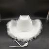 Children's Pink & White Feather Trim Denim Hat