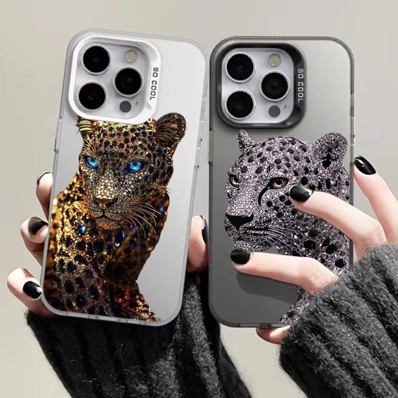 Gold And Slivery Leopard Print Phone Case For IPhone 17 Air 16 E 15 14 Plus 13 12 11 Pro Max Case Shockproof Silicone Back Cover