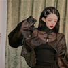 Women's Trendy Frog Button Mesh Cardigan: Slimming, Artistic Retro Long Sleeve Sun Protection Outerwear