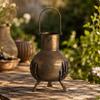 EuropeanStyle Decorative Metal Vase Vintage with Raised Ornamental Detailing Distressed for