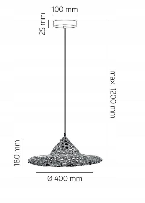 BOHO Ceiling Hanging Lamp with Bamboo Shade, Natural, Large, 40cm E27