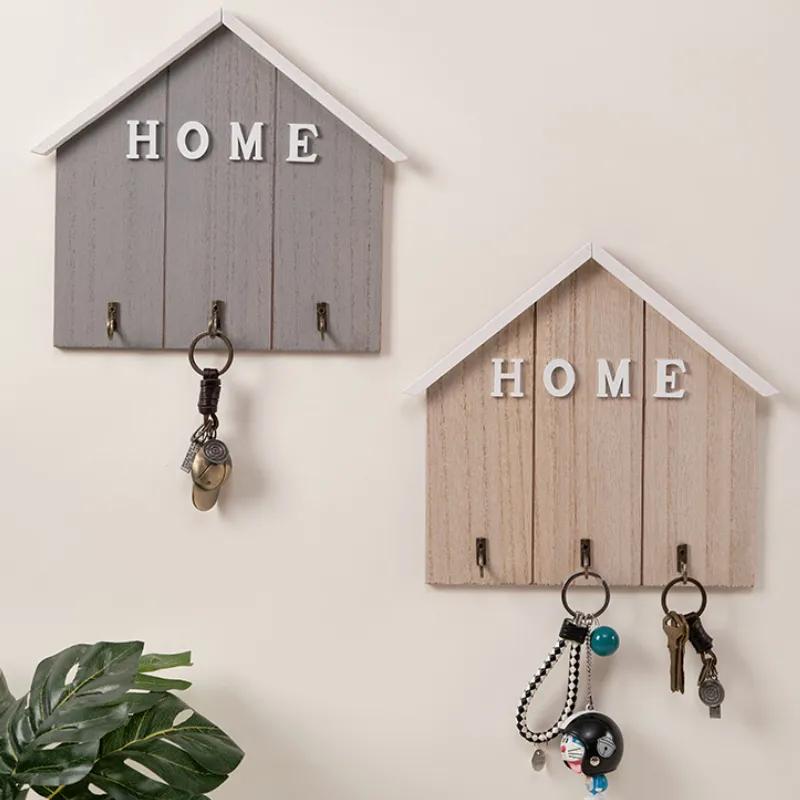 Nordic Style Solid Wood Hooks A Row Of Creative Entrance Clothes Hooks Home Wall Keys Storage Boxes Wall Hooks YLE201