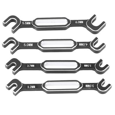 4PCS RC Car Wrenches Turnbuckle Nut Ball Joint Remover Aluminum Alloy RC Maintenance Spanner 3.0‑6.0mm Black
