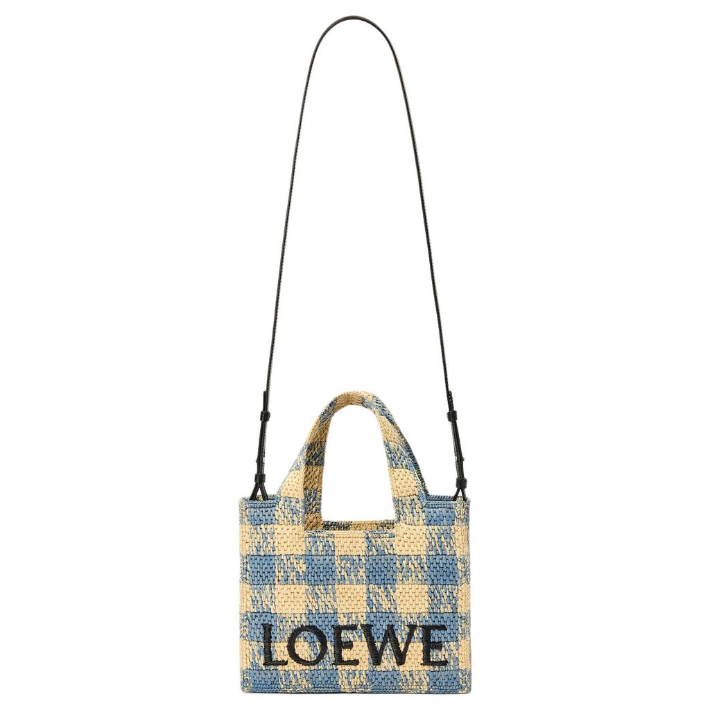Loewe Small Font Tote Bag Natural/Light Blue Women Tote_bags Tan ALF1B59X16-2238