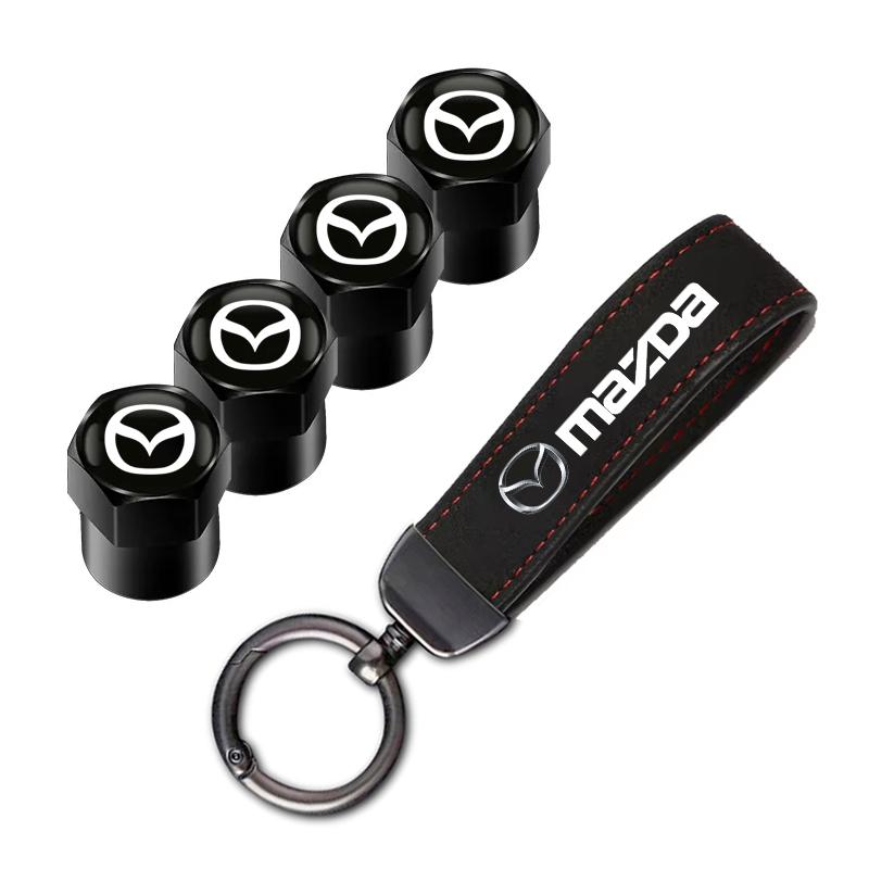 Car Logo Tire Wheel Valve Caps Cover Car Key Chain Ring Keychain For Mazda 3 6 2 CX-60 CX3 CX5 MX30 CX9 MX5 RX8 GJI MX3 CX30 CX7