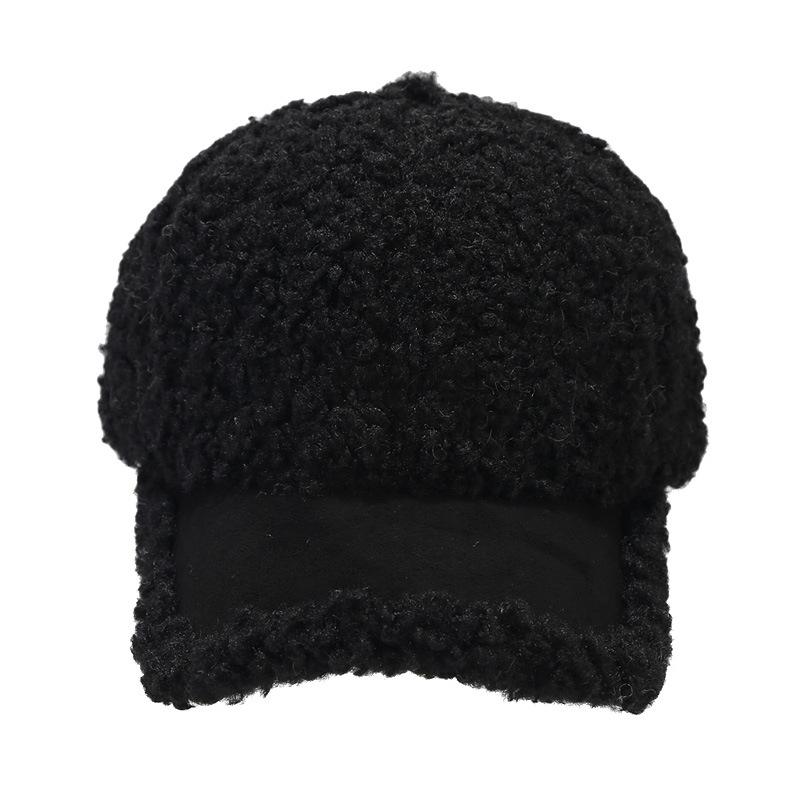 Autumn and Winter Lamb Velvet Baseball Cap Korean Style Simple Casual Solid Color Versatile Peaked Cap Thickened Warm Sun Visor